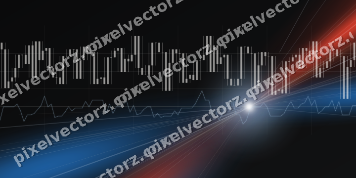 Glowing neon chart background in blue and red