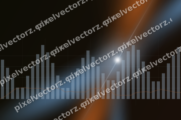 Glowing neon chart background in blue and orange