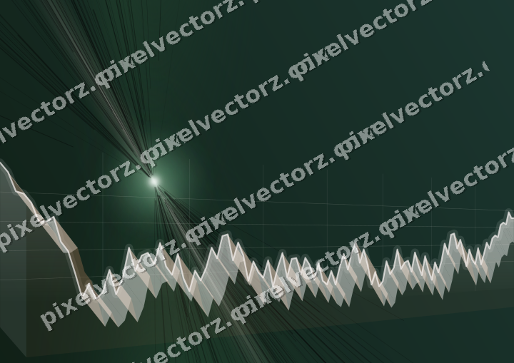 Glowing neon chart background in dark green and red