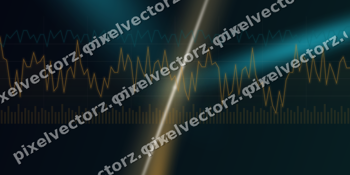 Glowing neon chart background in amber and teal