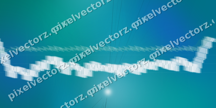 Glowing neon chart background in cyan and teal