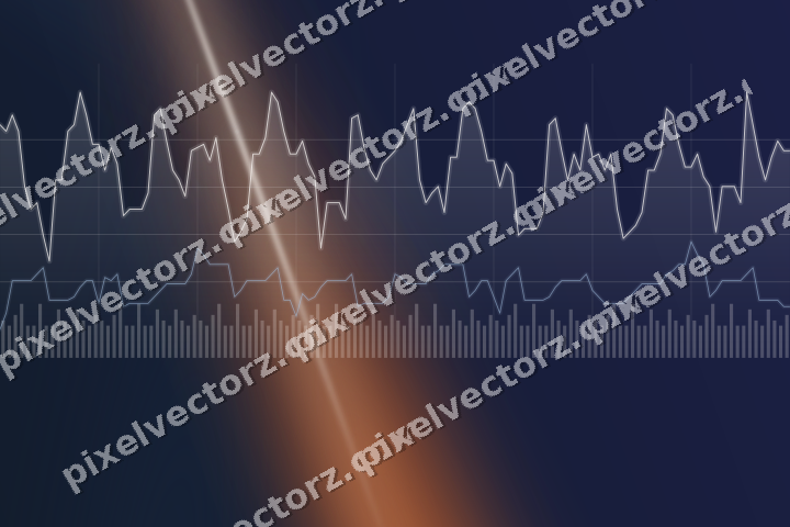 Glowing neon chart background in dark blue and orange