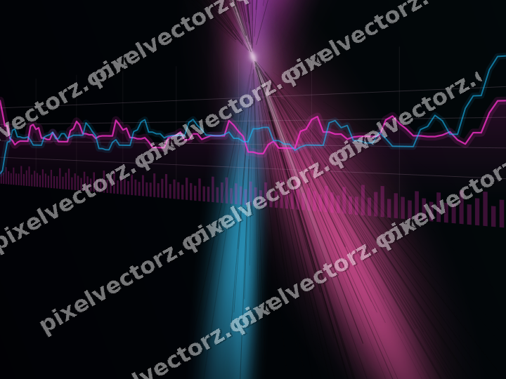 Glowing neon chart background in magenta and purple