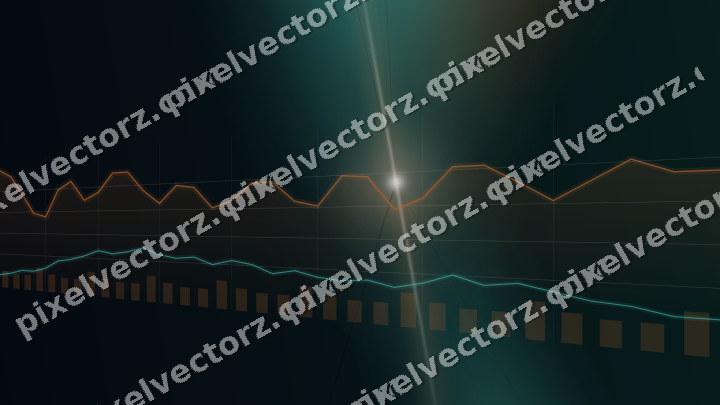 Glowing neon chart background in orange and teal