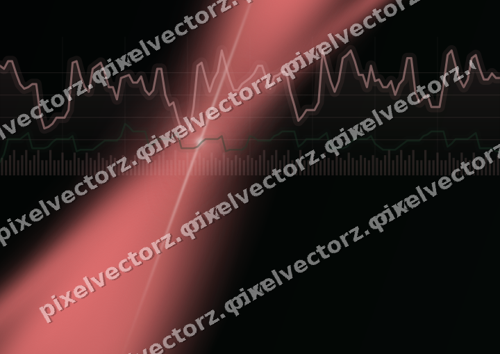 Glowing neon chart background in red and green