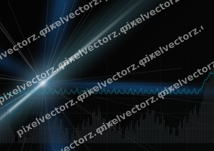 Glowing neon chart background in blue and teal