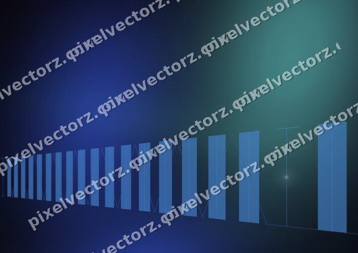 Glowing neon chart background in blue and cyan