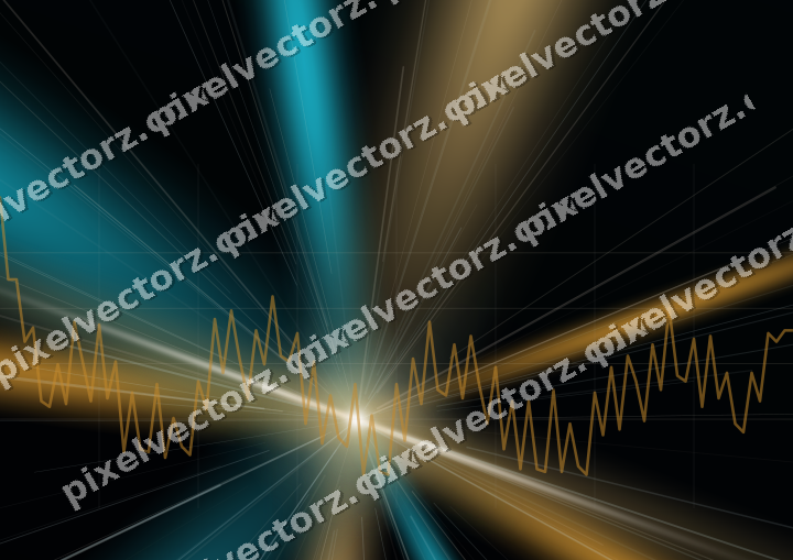 Glowing neon chart background in amber and teal