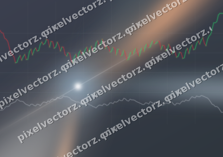 Glowing neon chart background in blue and orange