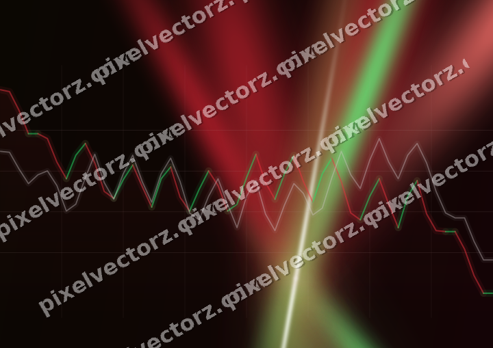 Glowing neon chart background in red and green