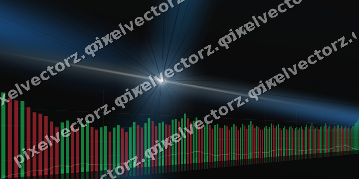 Glowing neon chart background in blue and red