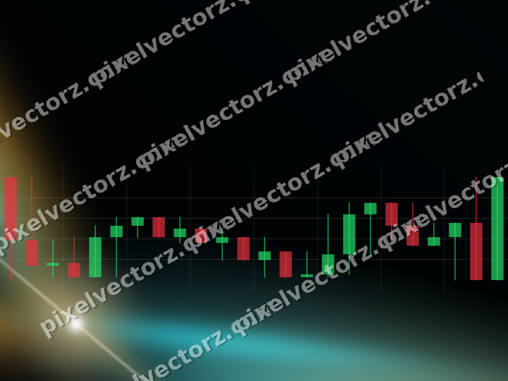 Glowing neon chart background in amber and teal