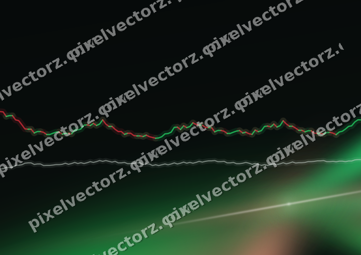 Glowing neon chart background in green and red