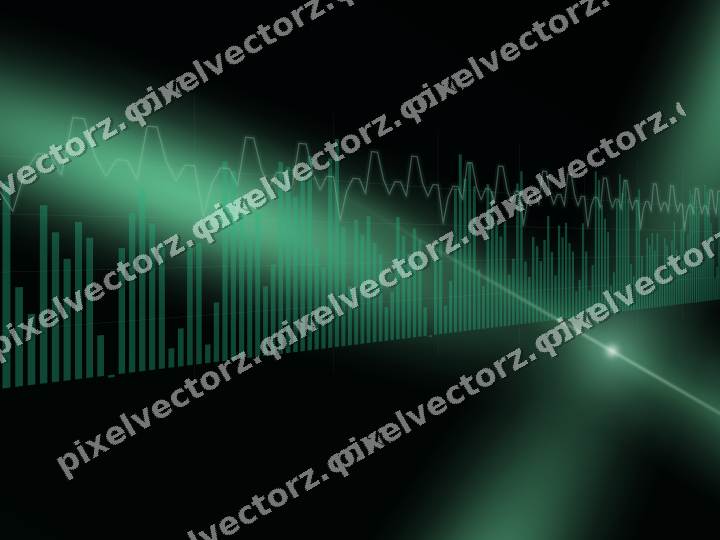 Glowing neon chart background in green and teal