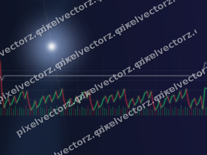 Glowing neon chart background in dark blue and red