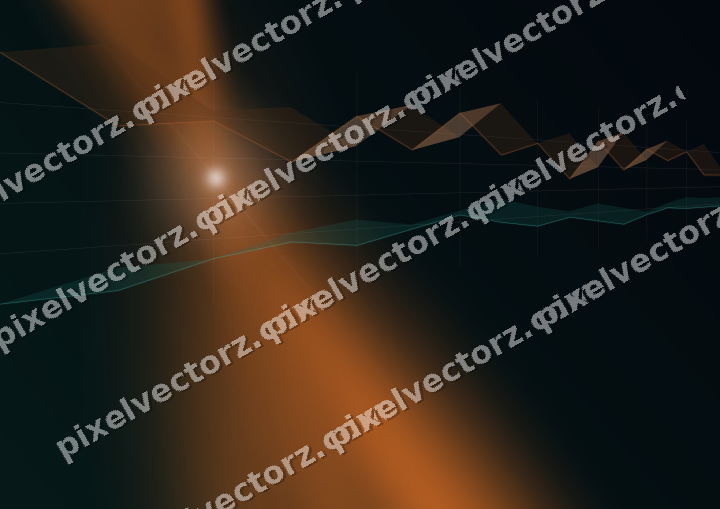 Glowing neon chart background in orange and teal