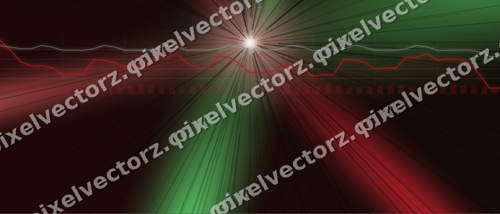 Glowing neon chart background in red and green