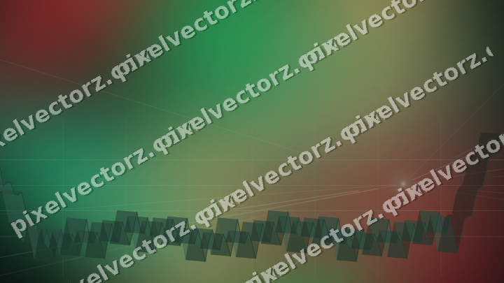Glowing neon chart background in green and red
