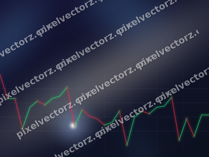 Glowing neon chart background in dark blue and amber