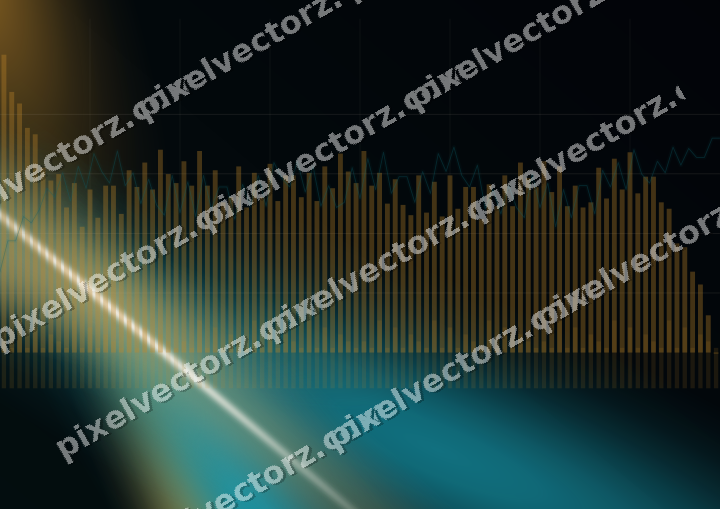 Glowing neon chart background in amber and teal