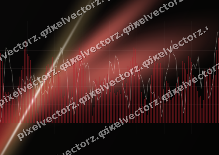Glowing neon chart background in red and amber