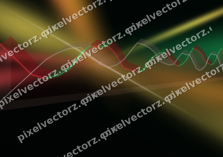 Glowing neon chart background in red and orange