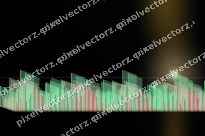 Glowing neon chart background in amber and purple