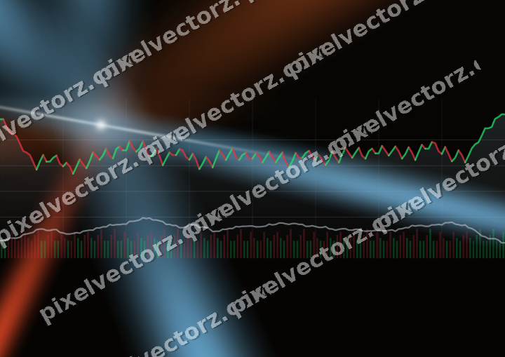 Glowing neon chart background in cyan and red