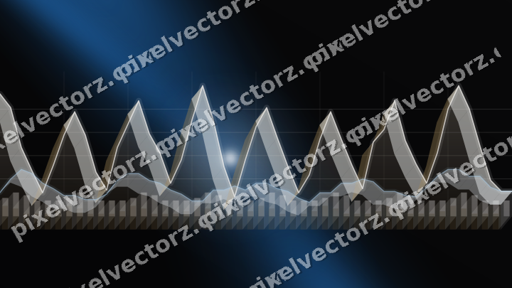 Glowing neon chart background in blue and red