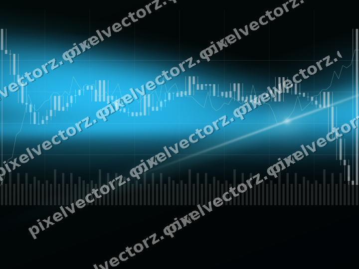 Glowing neon chart background in cyan and teal