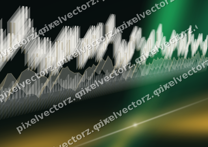 Glowing neon chart background in amber and green