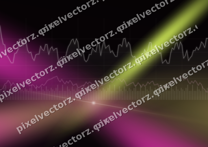 Glowing neon chart background in magenta and lime