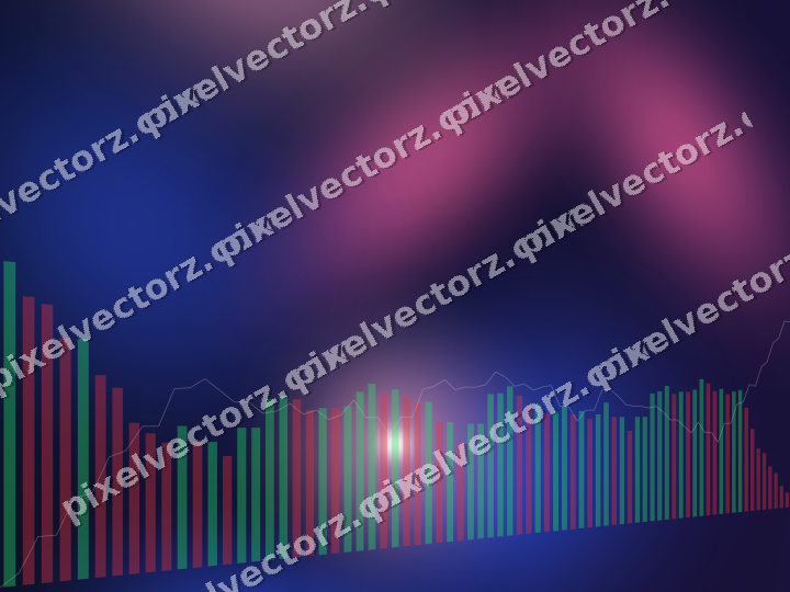 Glowing neon chart background in pink and blue