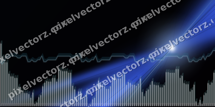 Glowing neon chart background in blue and cyan