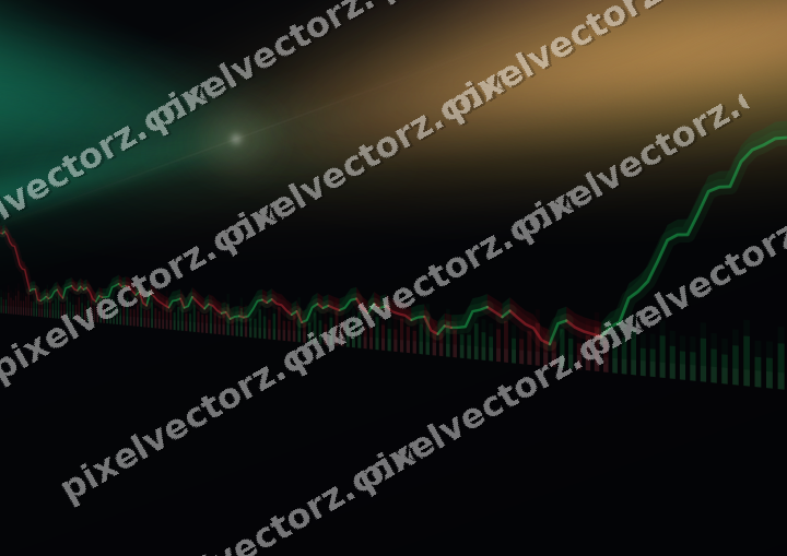 Glowing neon chart background in amber and green