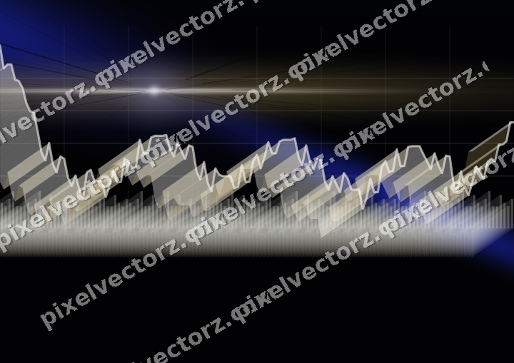 Glowing neon chart background in blue and amber
