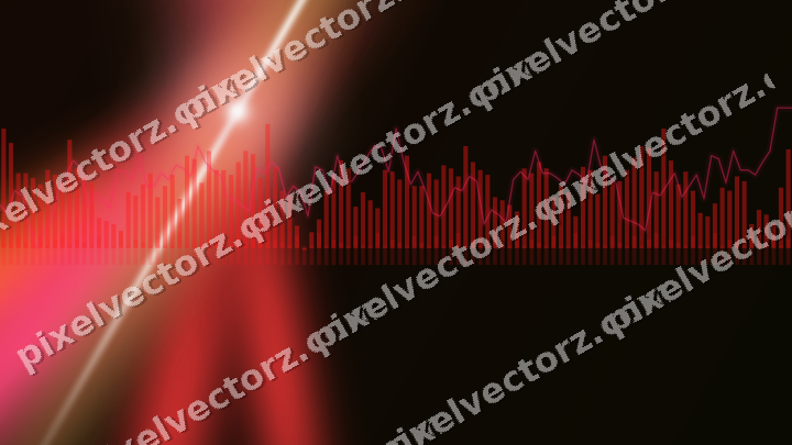 Glowing neon chart background in red and orange