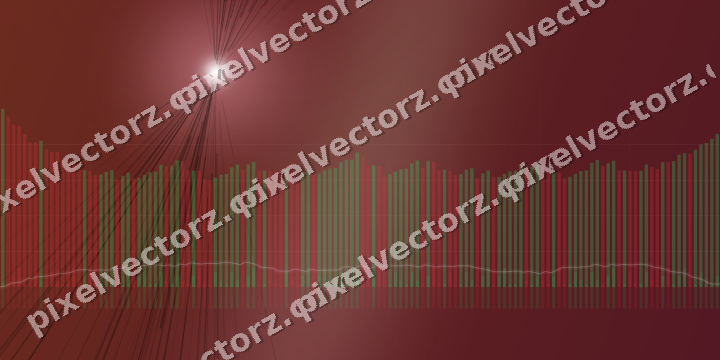 Glowing neon chart background in dark pink and red