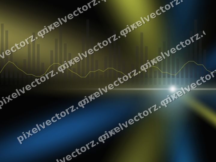Glowing neon chart background in blue and yellow