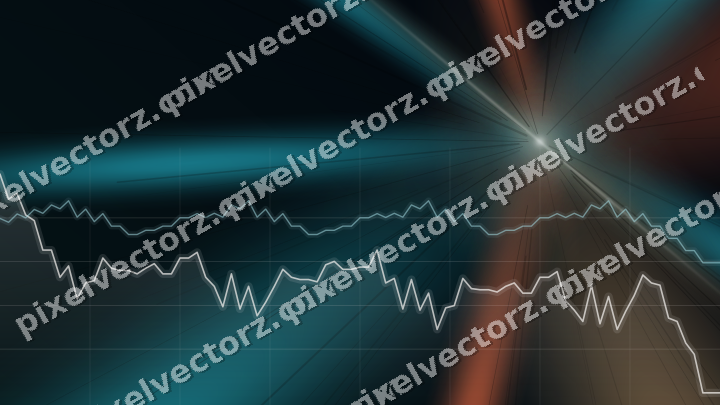 Glowing neon chart background in teal and orange
