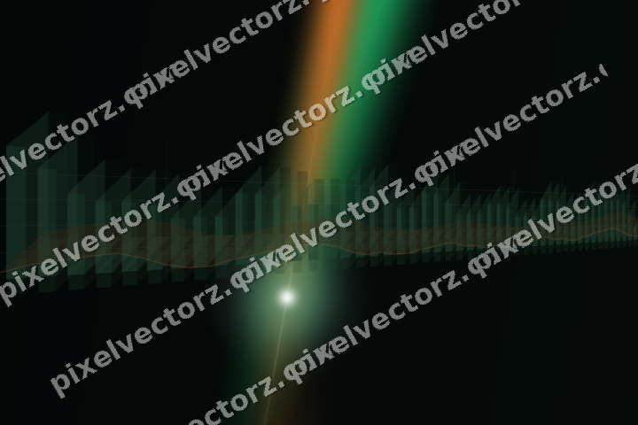 Glowing neon chart background in green and orange