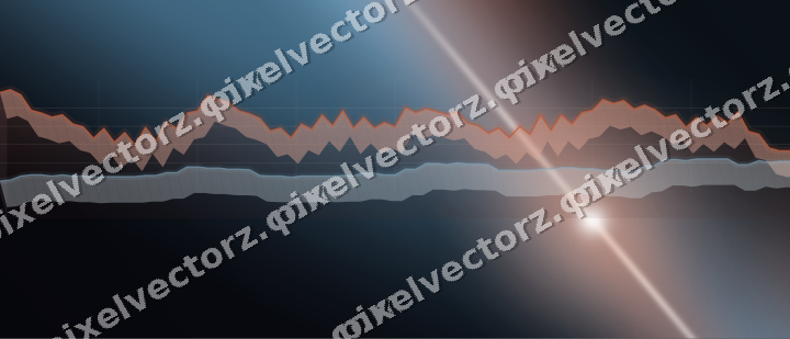 Glowing neon chart background in orange and cyan