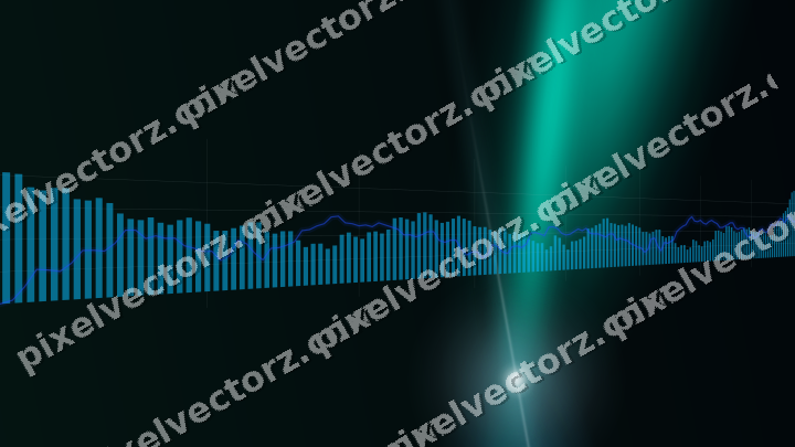Glowing neon chart background in cyan and teal