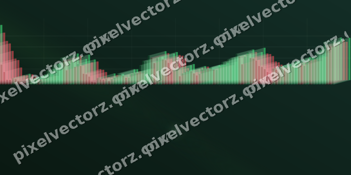 Glowing neon chart background in dark green and amber