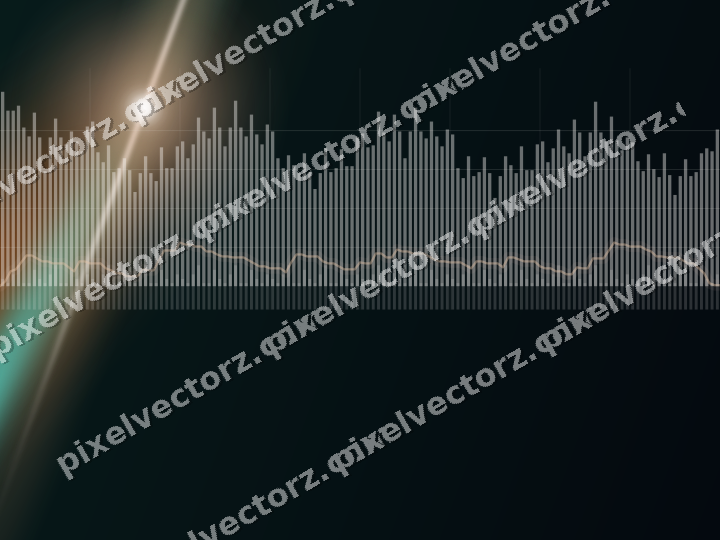 Glowing neon chart background in orange and teal