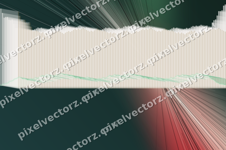 Glowing neon chart background in dark green and red