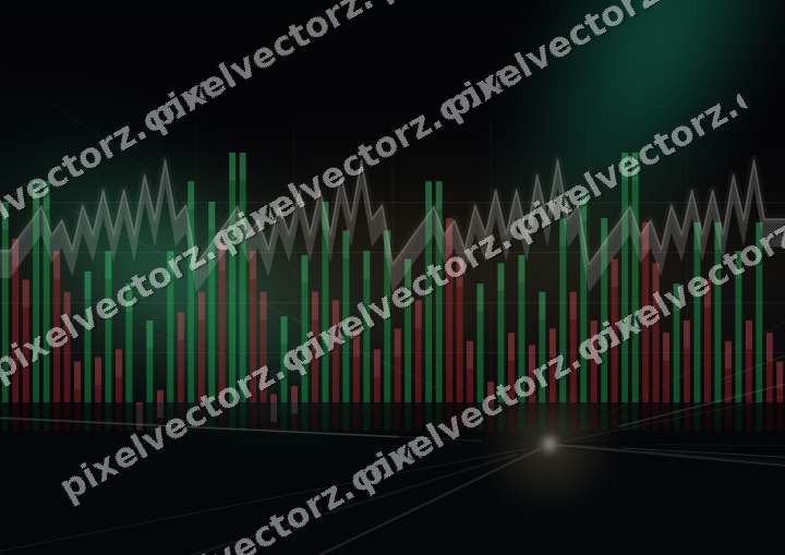 Glowing neon chart background in amber and green