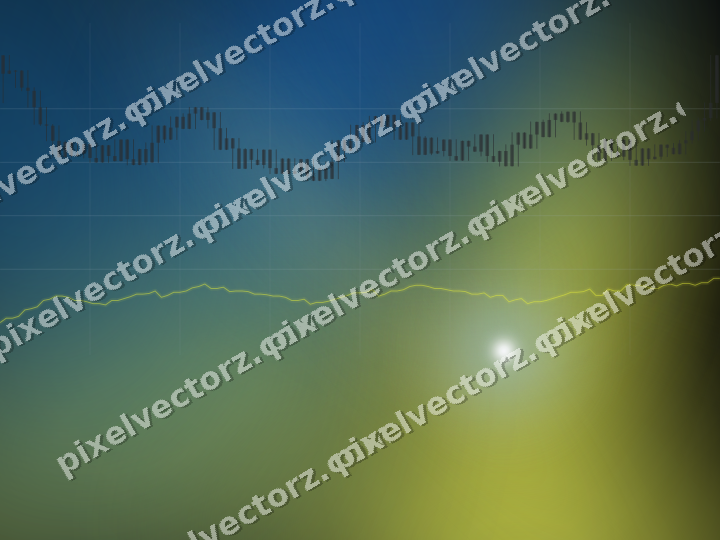 Glowing neon chart background in blue and yellow