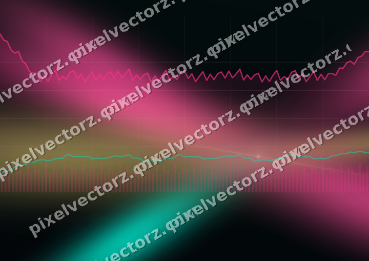 Glowing neon chart background in pink and orange