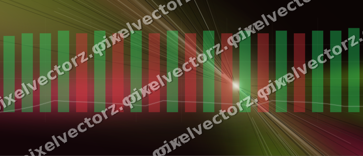Glowing neon chart background in lime and pink